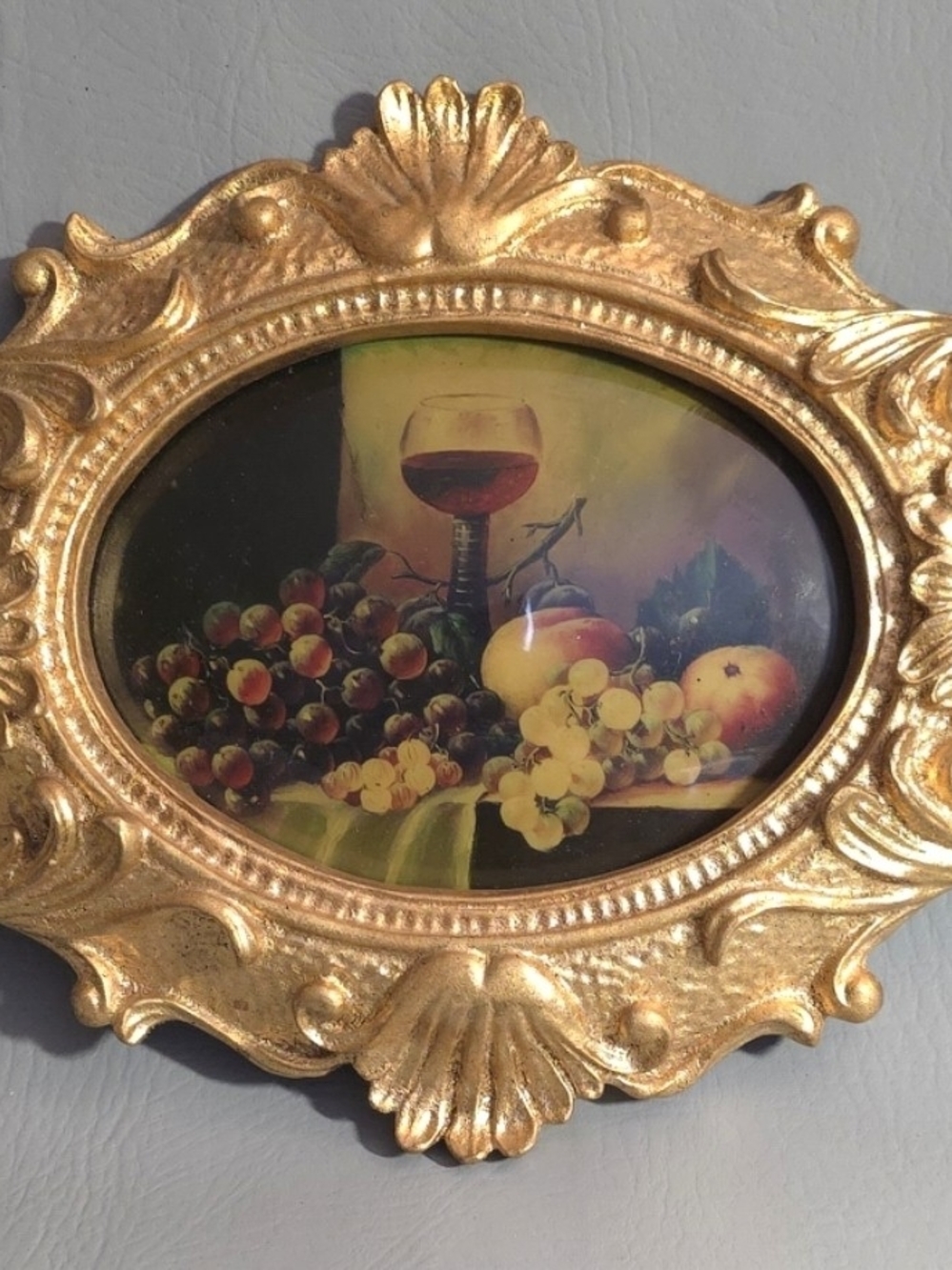 Convex Glass Gold Gilt Framed Still Life Wall Art - Classic Fruit Arrangement